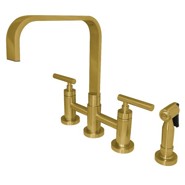 Manhattan 2-Handle Kitchen Faucet W/Brass Side Sprayer, Brass